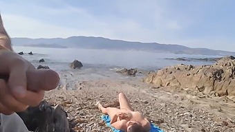 A Daring Exhibitionist Reveals His Manhood To A Nudist Mother At The Beach, Who Eagerly Performs Oral Sex On Him