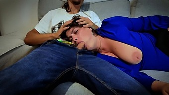 Clothed Stepmom Gets Her Mouth Brutally Fucked By Stepson!